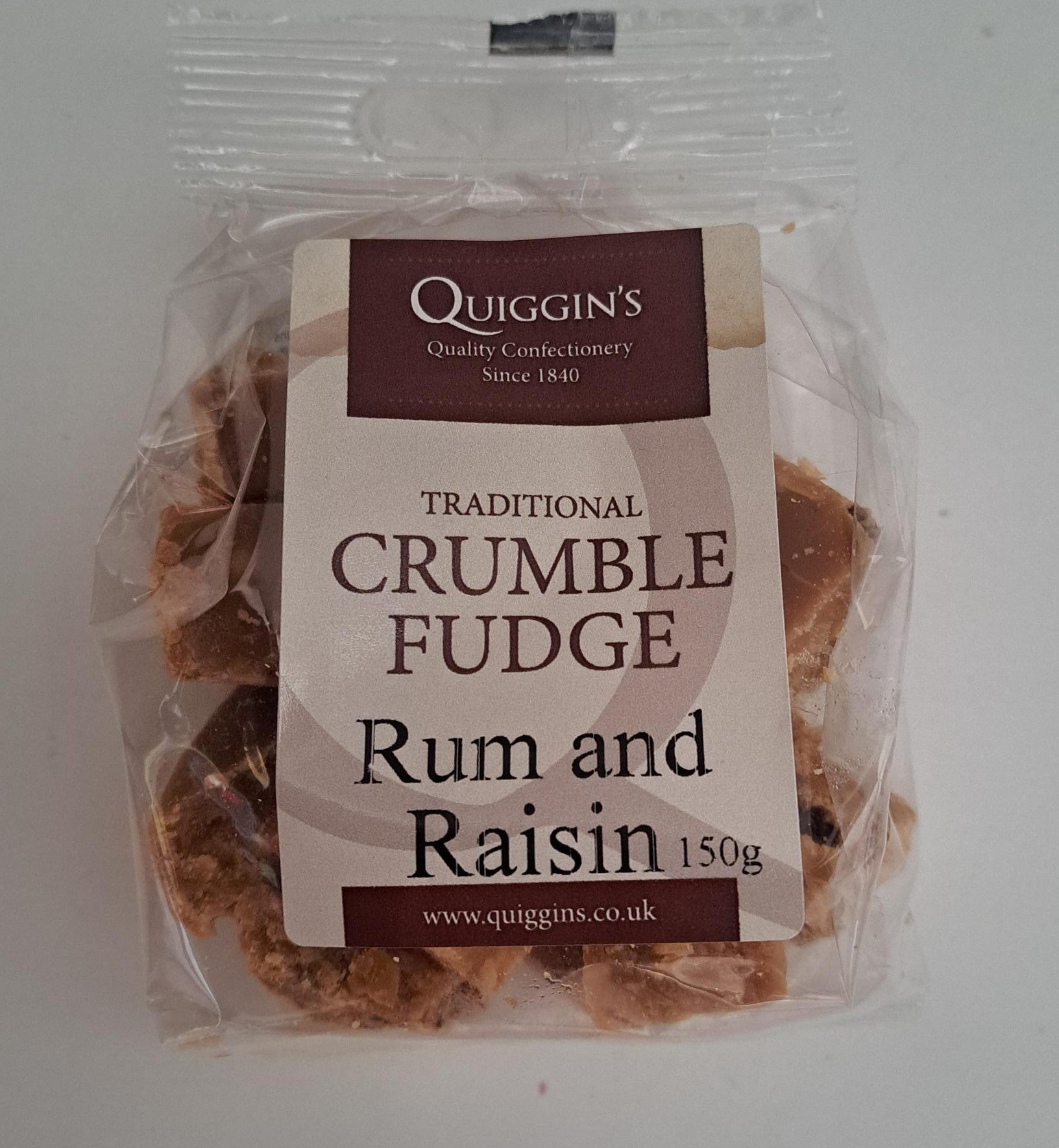 Quiggin's Traditional Crumble Fudge Rum & Raisin 150g-UK Goodies