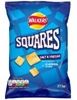 Walkers Squares Salt and Vinegar 27.5g BBD 6/4/24-UK Goodies