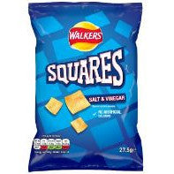 Walkers Squares Salt and Vinegar 27.5g BBD 26/4/25-UK Goodies